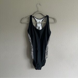 NWT Reebok Black and White One Piece Swimsuit with Racerback 10